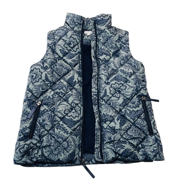 Vera Bradley Puffer Vest Fleece Lined Size Small Zipper Pockets Paisley Feminine - Picture 3 of 5